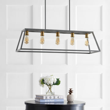 Floyd 38" Adjustable Iron Farmhouse Vintage LED Dimmable Pendant